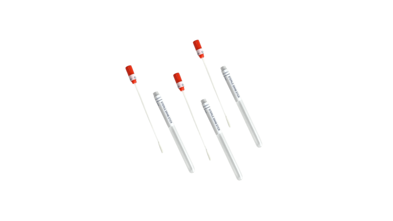 Swab stick W/ Sterile Transport w/Screw Cap-5 - Size: 75mm x 12mm diameter.