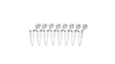 A type, 0.2 mL 8-strip PCR Tube and Flat Cap, Clear - 125 Pieces